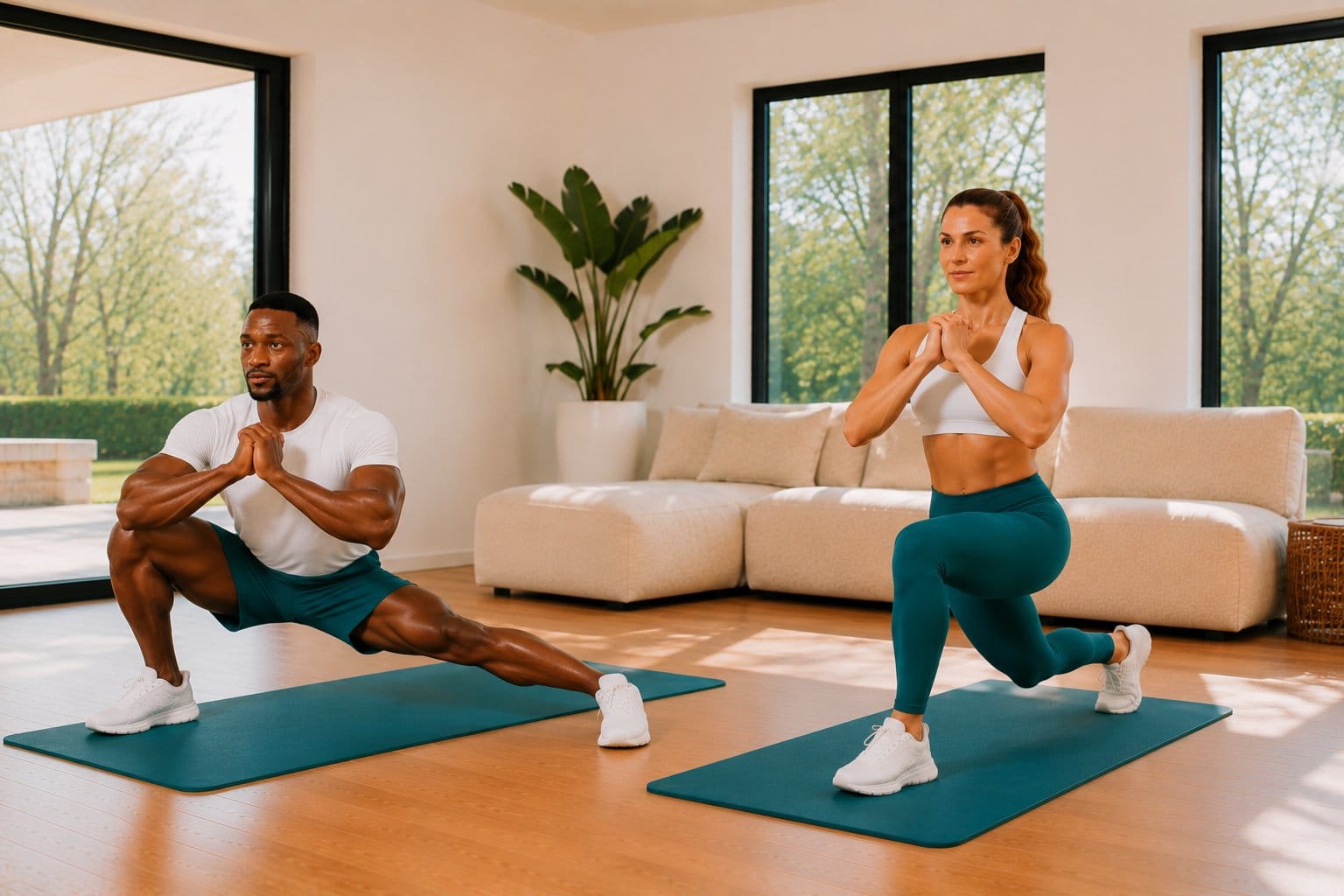 Lower-body bodyweight exercises done at home with no equipment