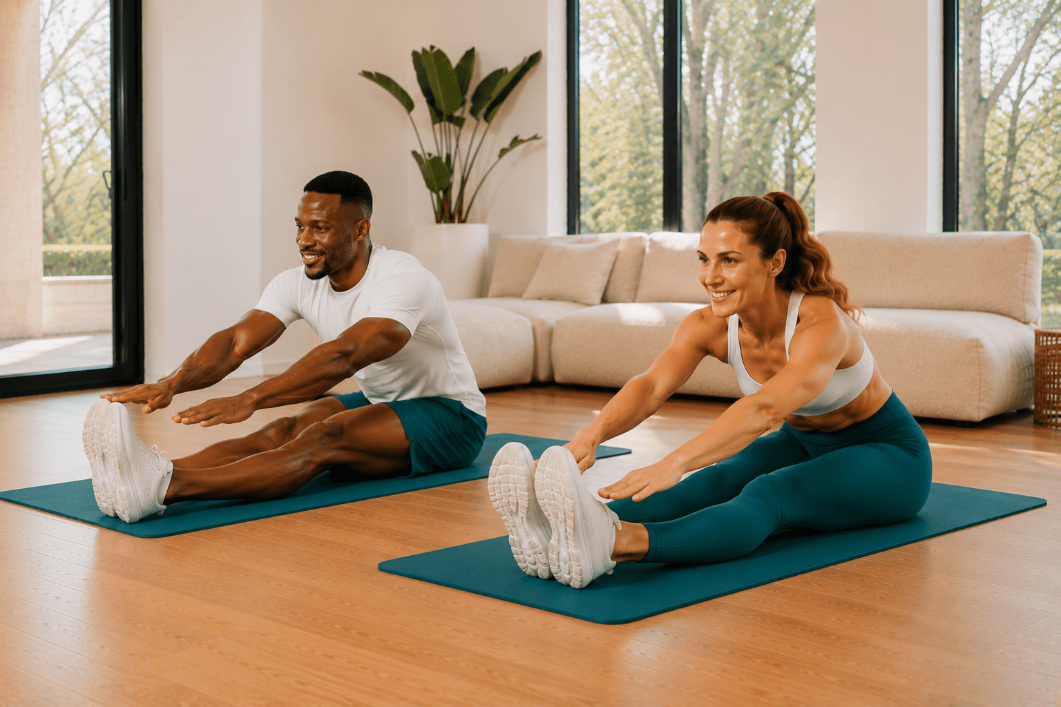Stretching and mobility recovery routine done at home